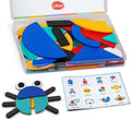 LiKee Wooden Shape Puzzle, 36 Blocks & 60 Cards, Montessori Toy for Kids 3+