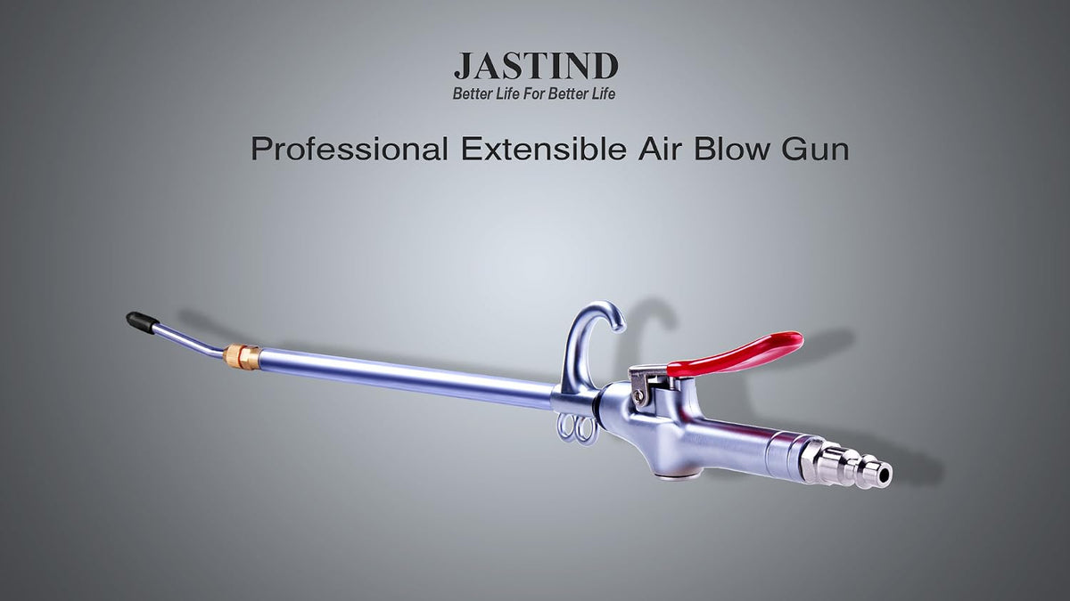 High Volume Industrial Air Blow Gun, 17-26 Inch Extensible Steel Nozzle