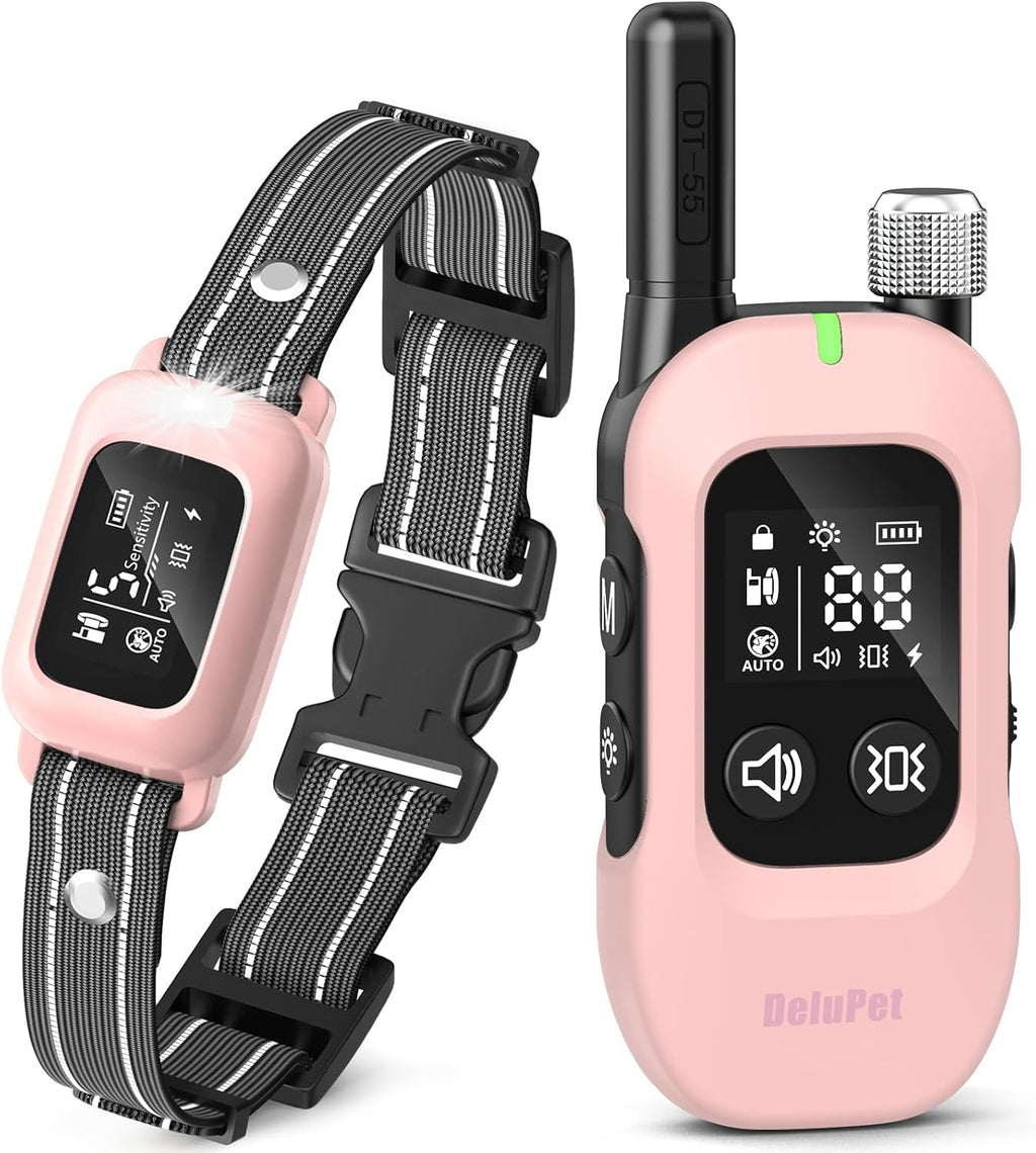 2-in-1 Dog Bark & Shock Collar with Remote, 4500FT Training Range | Combines Bark Control & Training Modes, IPX8 Waterproof, LED Light, Rechargeable, Fits 10-100lbs Small, Medium & Large Dogs