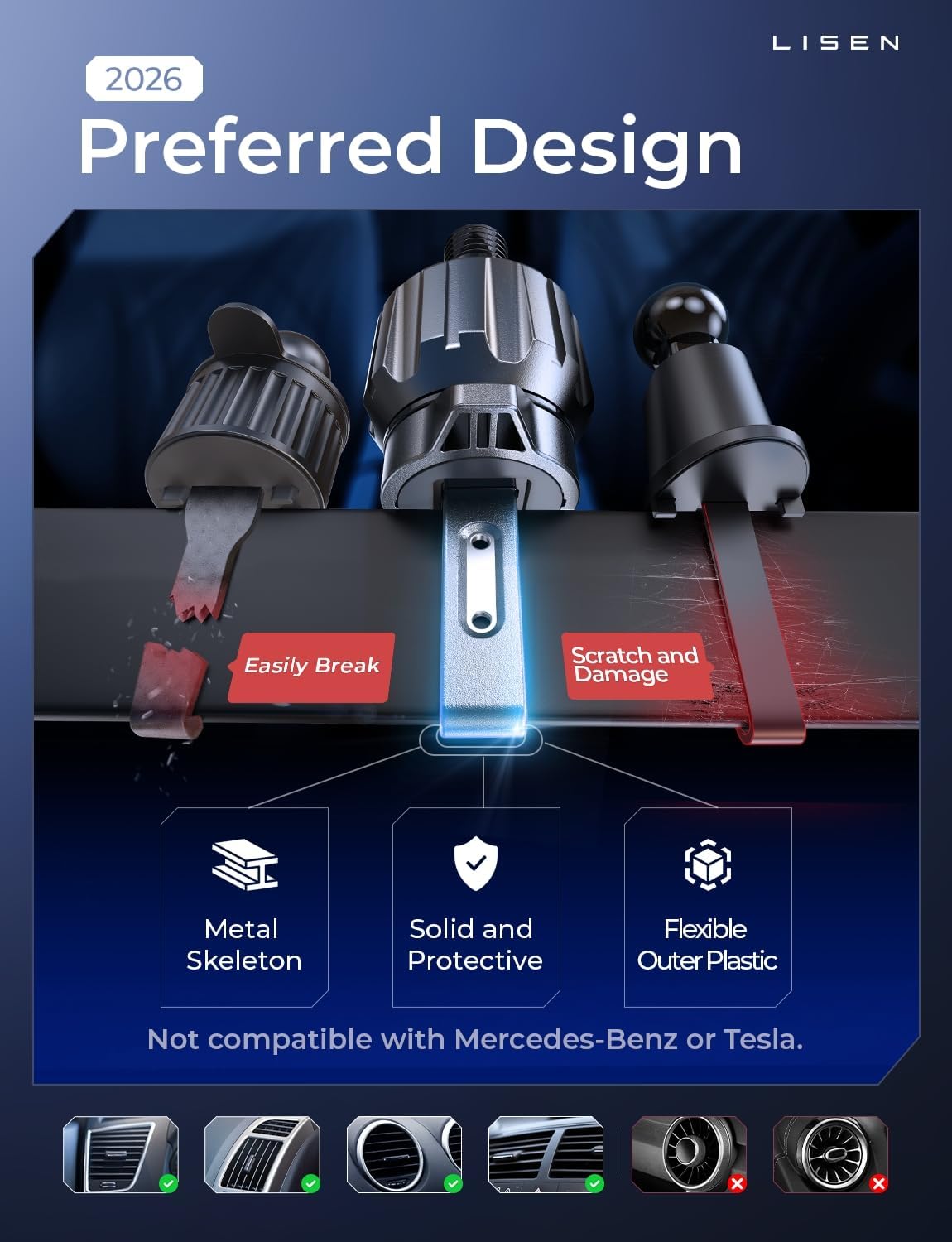LISEN for Qi2.2 25W MagSafe Car Mount Charger,Car Vent Magnetic Car Charger
