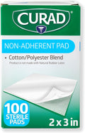 CURAD Sterile Non-Adherent Dressing Pads, 3" x 4", 100 Count