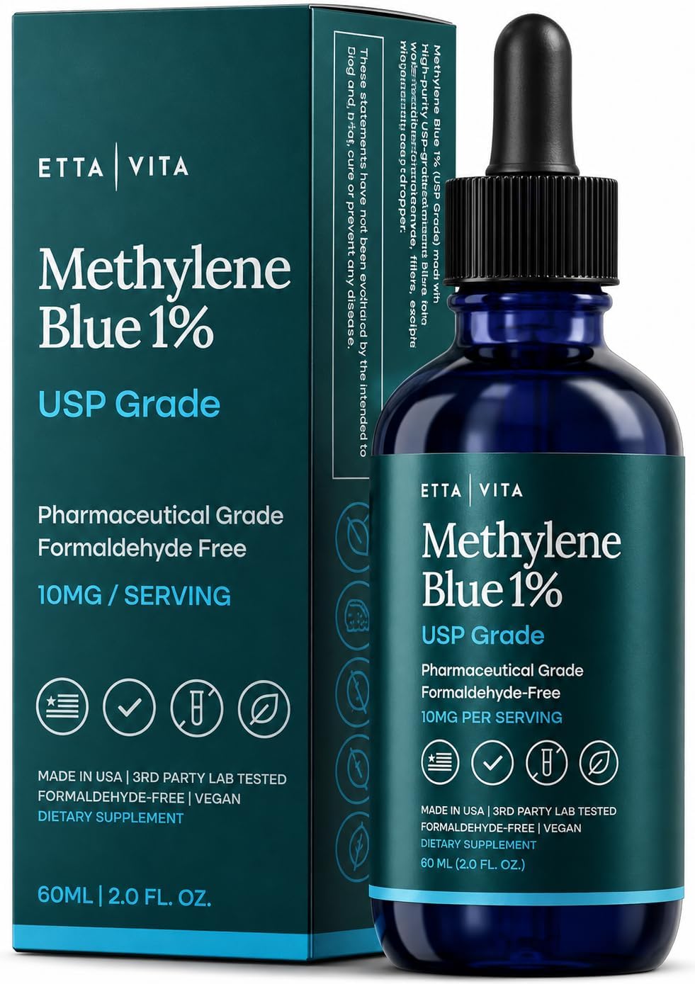 Methylene Blue Pharmaceutical Grade 99.99% Pure 1% Solution, 2oz Tincture