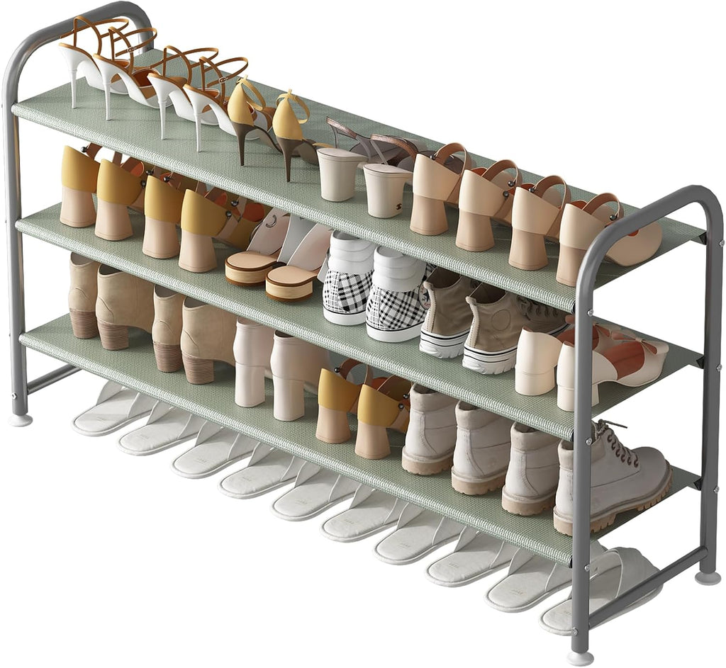 INGIORDAR 3 Tier Long Shoe Rack Organizer for Closet Metal Shoe Storage