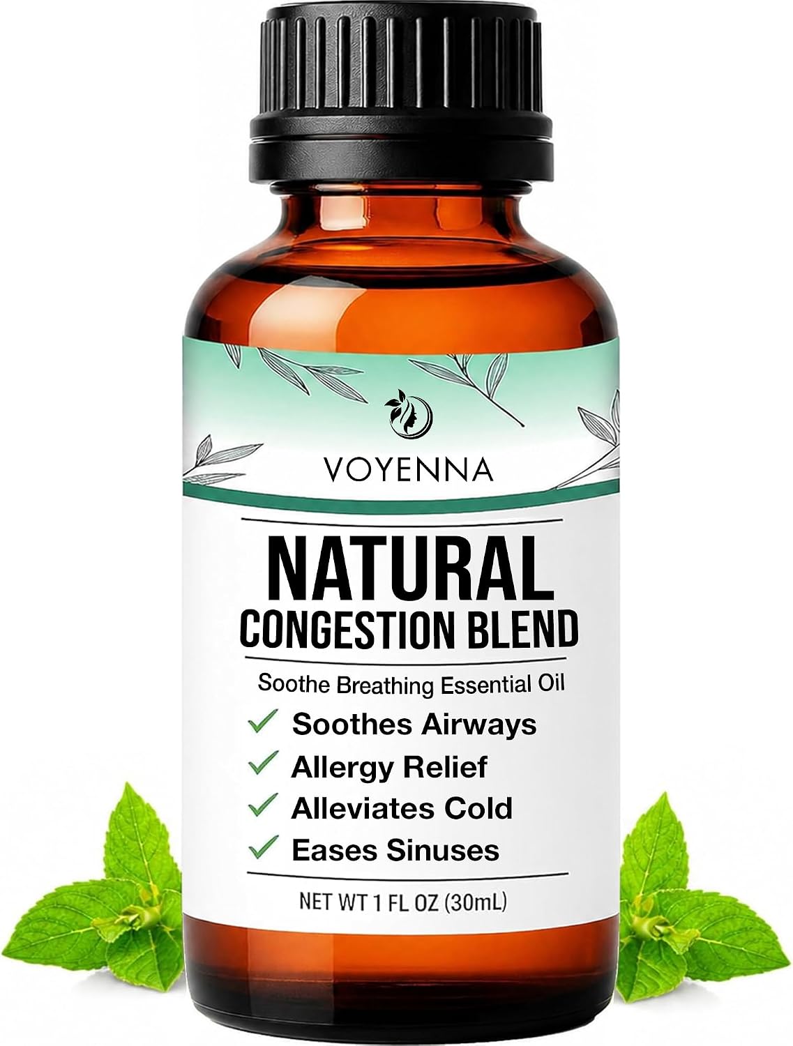 Essential Oil Breathe Blend for Diffuser, Humidifier, Aromatherapy & Rub with Peppermint & Eucalyptus Oils | for Headache, Allergy & Congestion