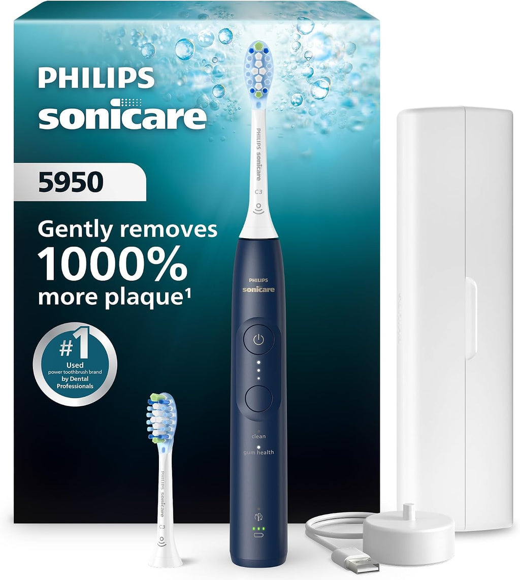 Philips Sonicare 5950 Rechargeable Electric Toothbrush, 2 Brush Heads, Navy