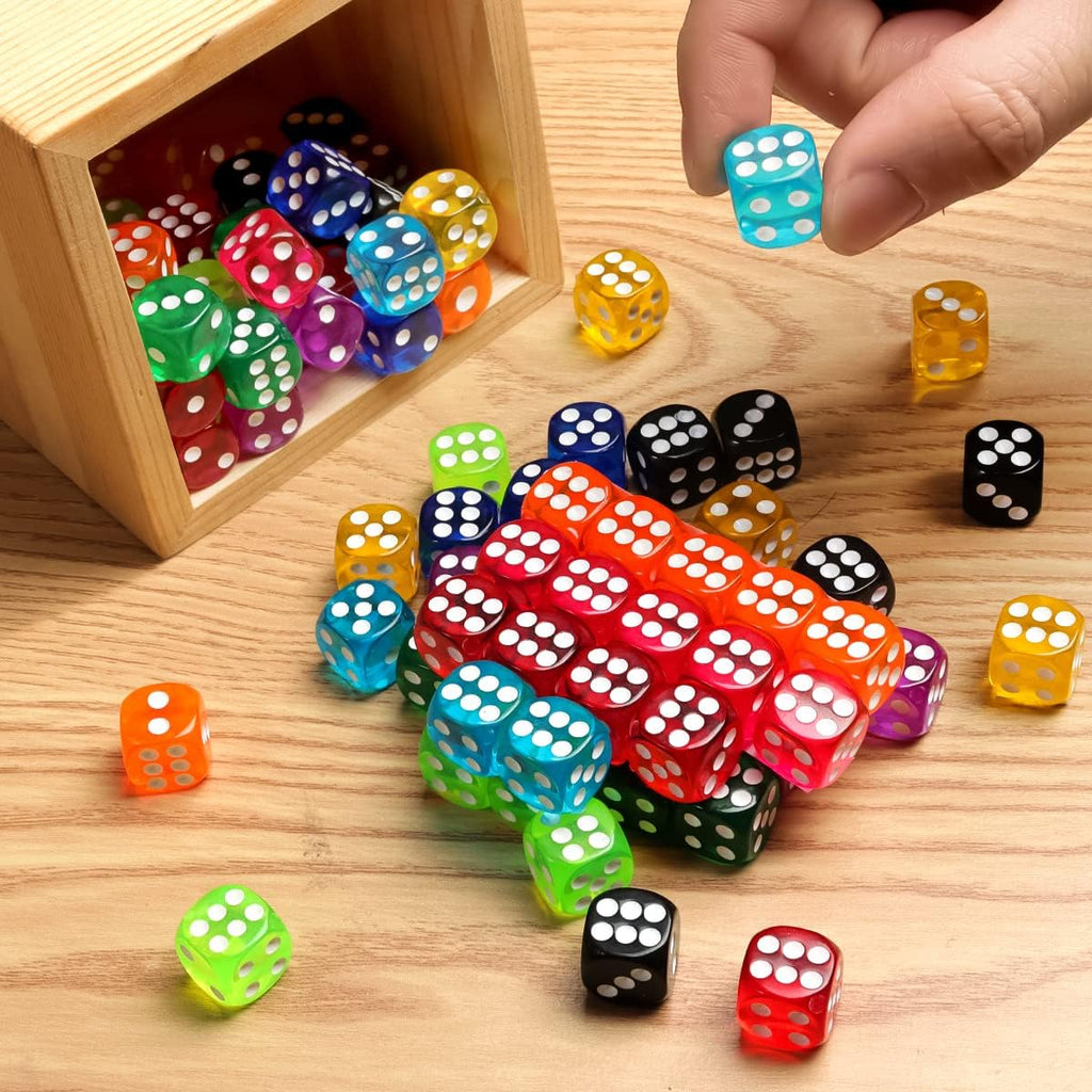 50 Pieces Dice Set, 14mm Bulk 6 Sided Colored Dices for Board Games, Math Learning,Classroom