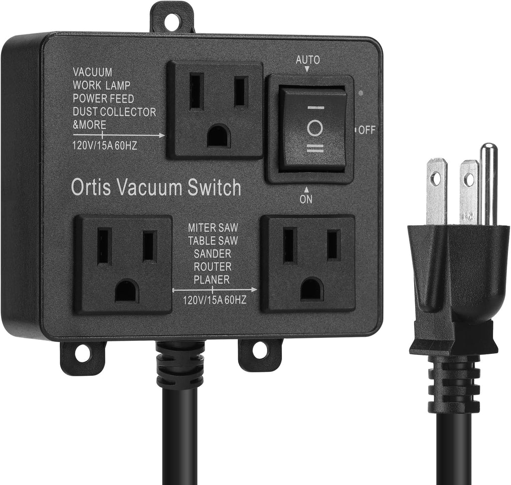 Automatic Vacuum Switch, Ortis Vacuum Switch for More Power Tools, Delay Vacuum On/Off to Prevent Circuit Overload and Tripping, Keep Your Workplace Cleaner, Better for Your Lung