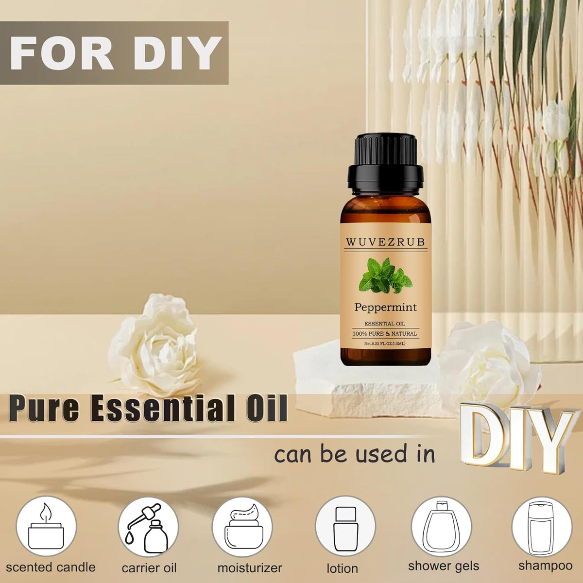 Pure Peppermint Essential Oil 10ml for Diffuser & Aromatherapy