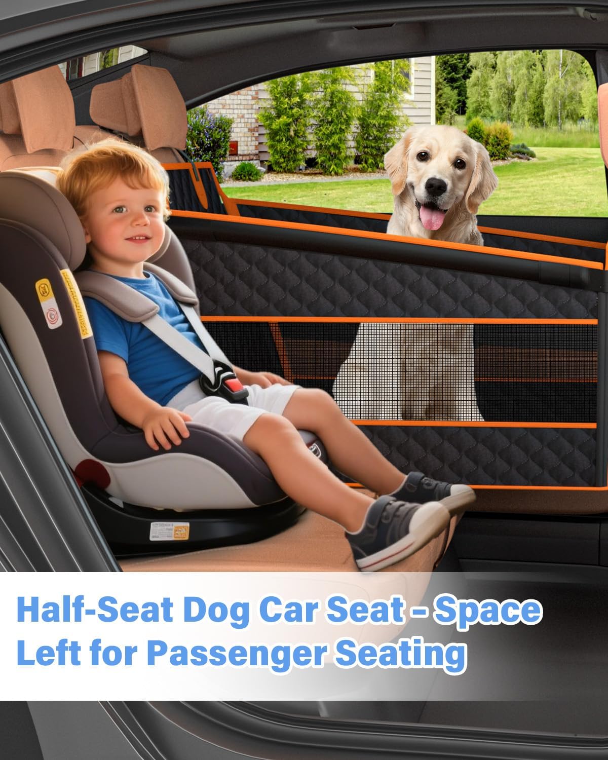 Instraella Dog Car Seat for Large Dogs, Hard Bottom Half Back Seat Extender