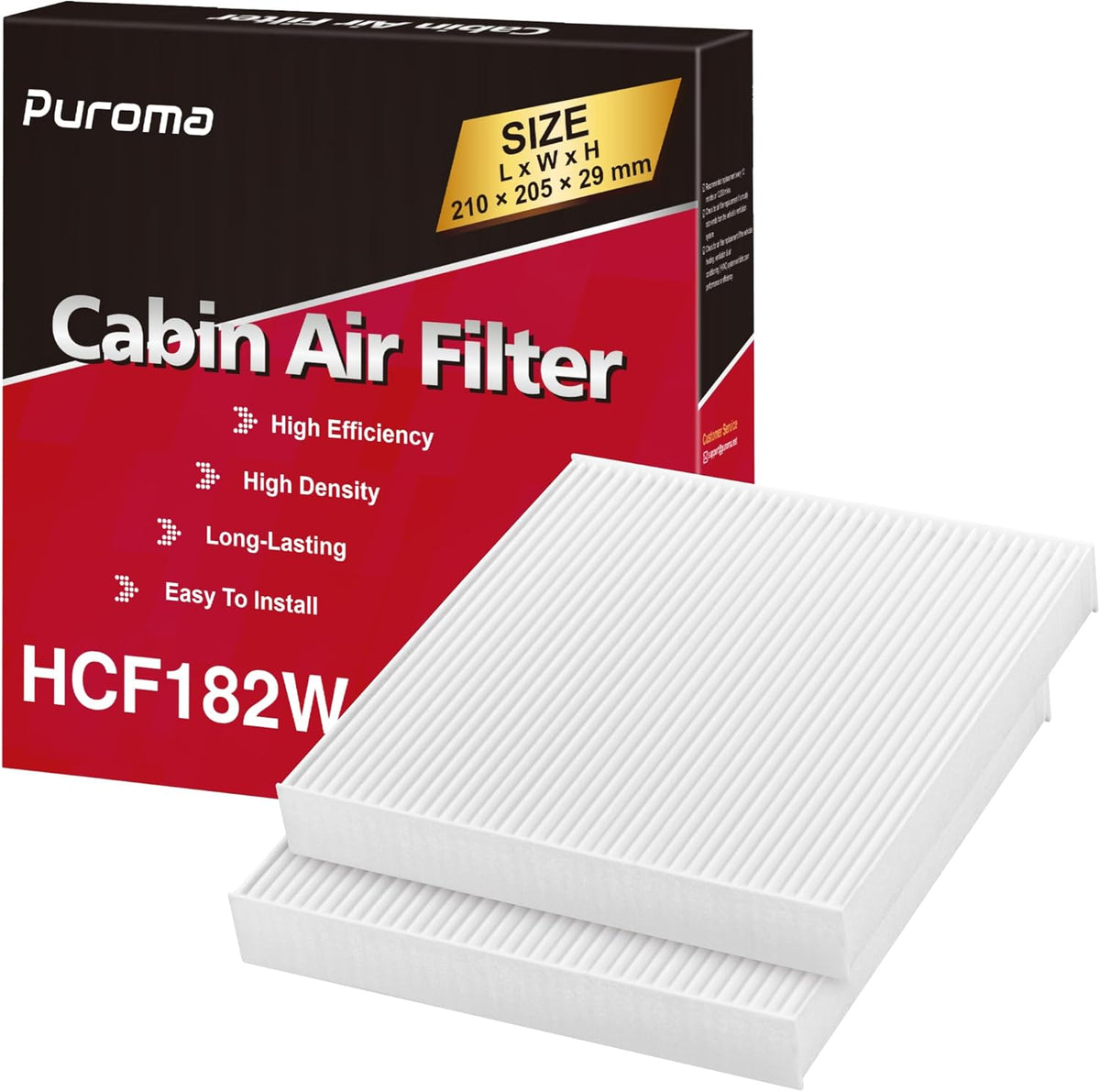 Puroma 1 Cabin Air Filter Multi-Layer for CP182 CF11182 Honda Acura MDX RDX