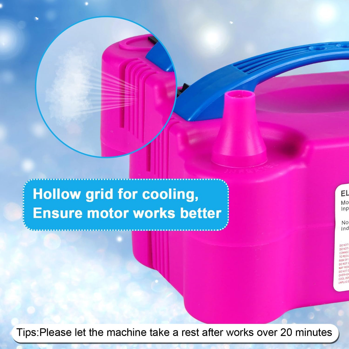 Electric Balloon Pump with Dual Nozzle & 2 Tying Tools