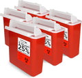 Oakridge Products Sharps Container for Home Use and Professional 5 Quart (2-Pack), Biohazard Needle and Syringe Disposal, Mailbox Style Lid, CDC Certified