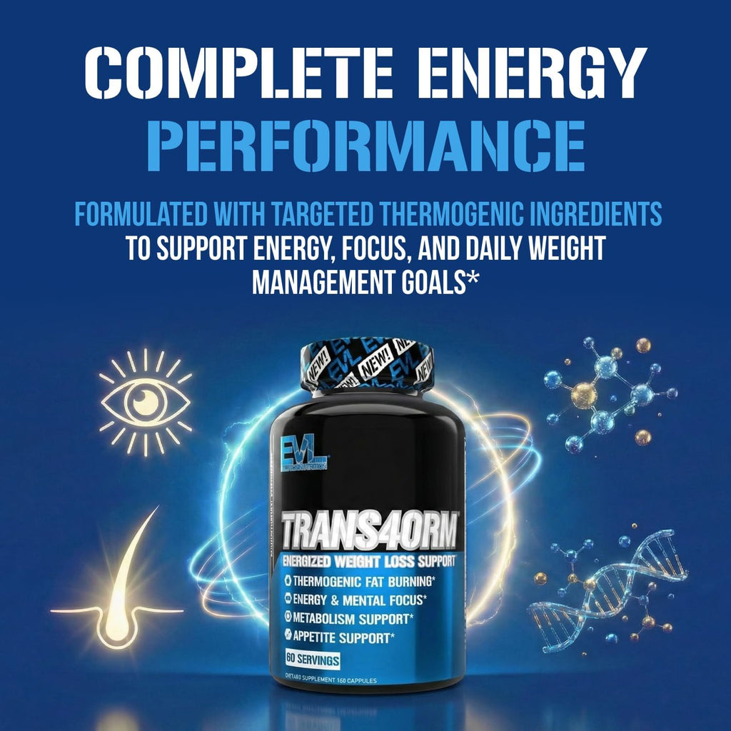 EVL Trans4orm - Thermogenic Fat Burner Support for Men & Women- 60 Servings