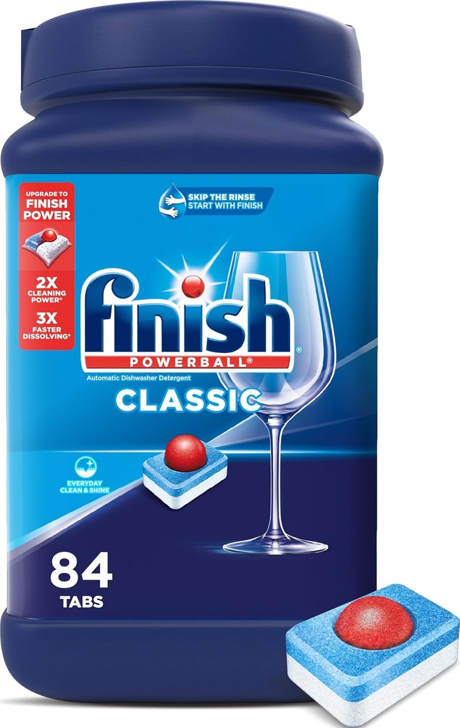 Finish Powerball Dishwasher Pods, Dishwasher Tablets Wrapper Free Formula, Unscented, 84 Count