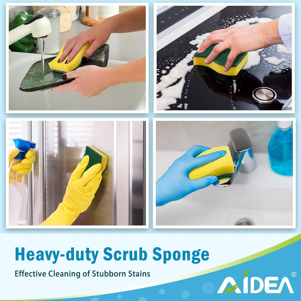 AIDEA Sponges Kitchen, 24-PK Heavy Duty Dish Sponges Kitchen, Scrub Sponges