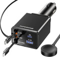 Retractable Car Charger, SUPERONE 99W Car Phone Charger with Dual Cables