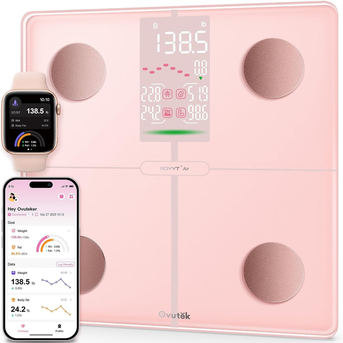 Ovutek Smart Scale for Body Weight, BMI, Body Fat, 400 lbs, FSA Eligible
