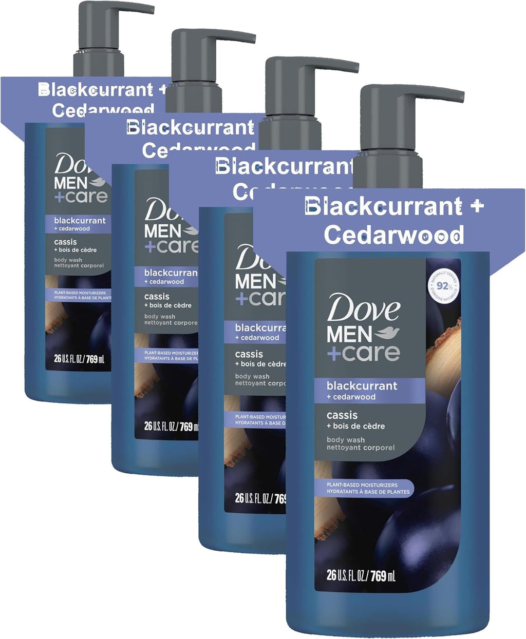 Dove Men Moisturizing Body Wash, Blackcurrant + Cedarwood, 26 oz