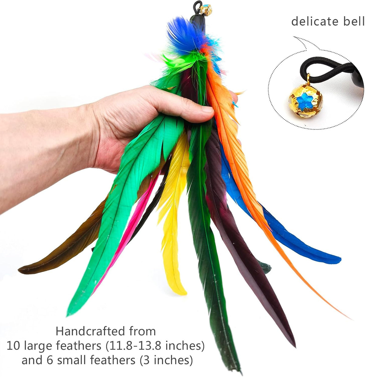 miwoowim 2PCS Retractable Cat Teaser Wands & 9PCS Feather Refills Toy Set