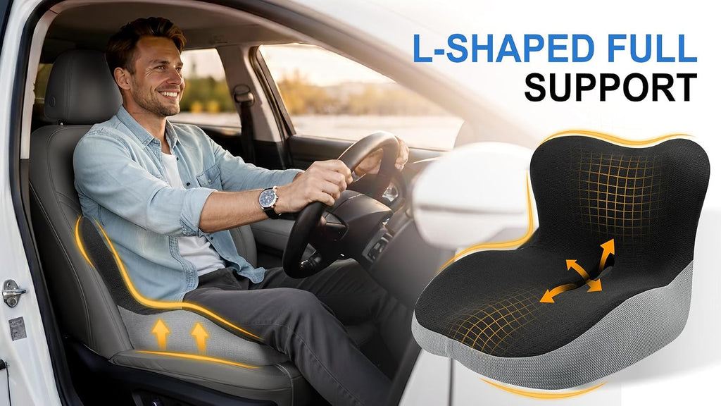 Allaboutsla Car Seat Cushion with Lumbar Support Pillow, Car Back Support