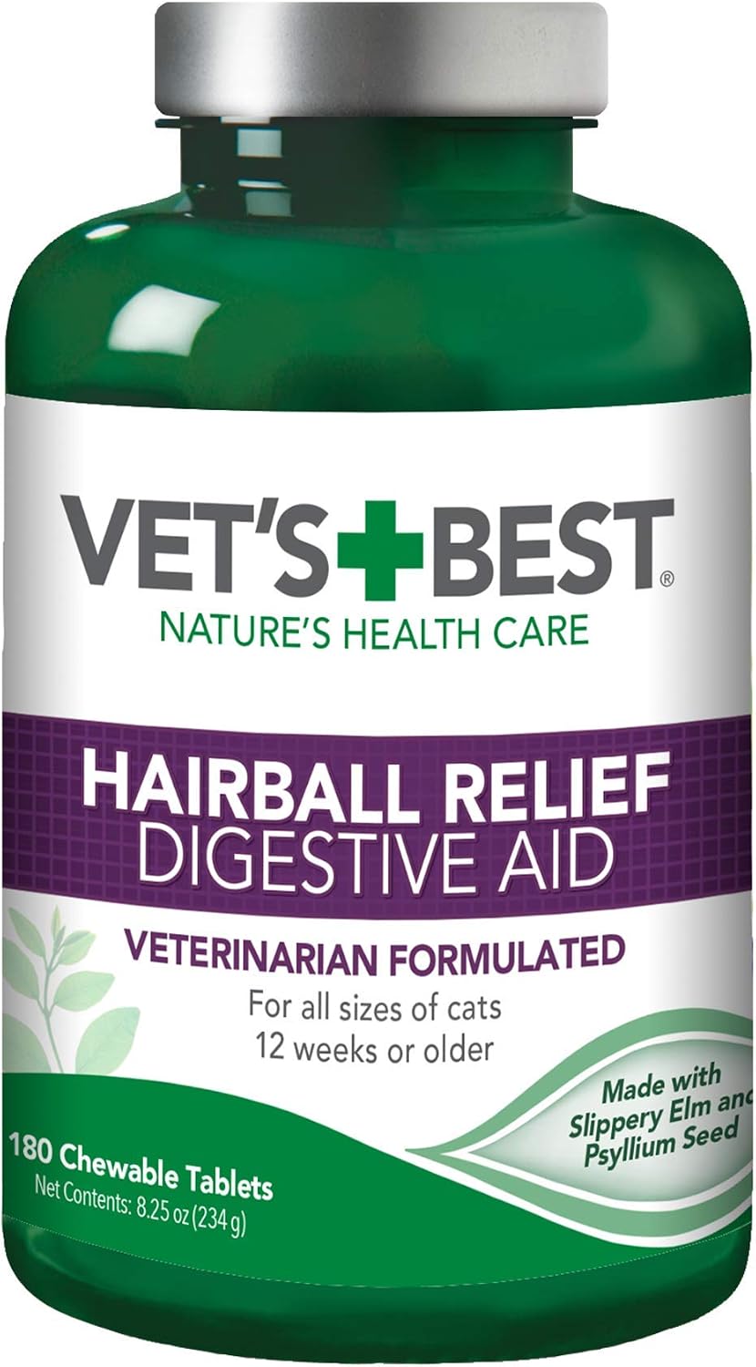 Vet's Best Cat Hairball Relief Chewable Tablets, Digestive Aid, 180 Count
