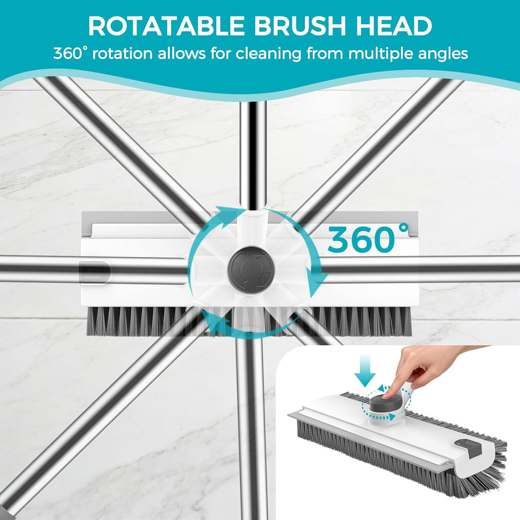 SetSail Floor Scrub Brush with 54in Adjustable Long Handle, Grey&White
