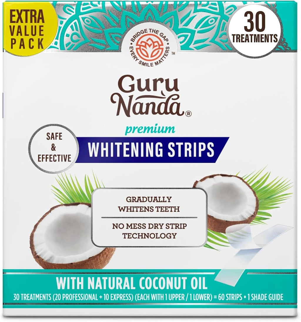 GuruNanda Teeth Whitening Strips - 4X Whiter Teeth, 7-Day Whitening Kit