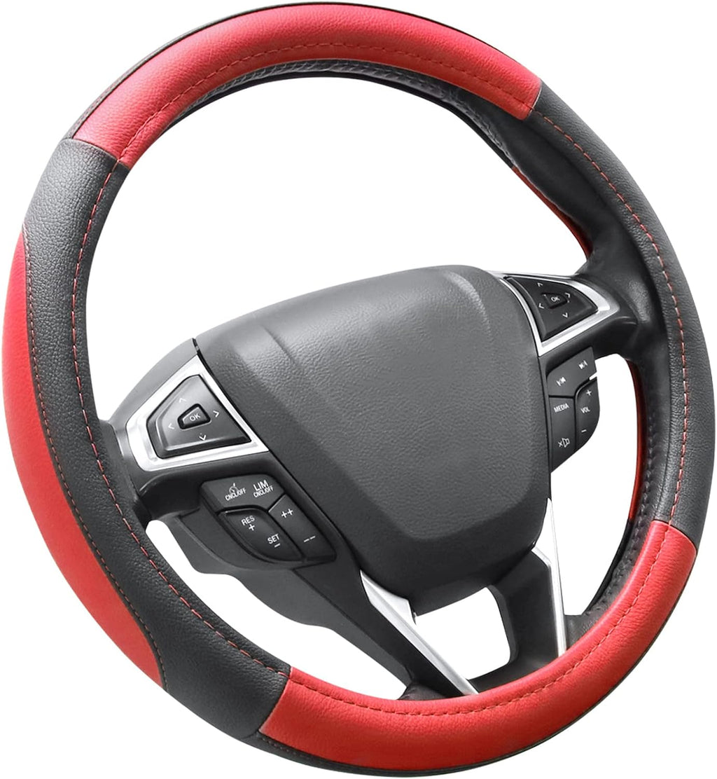 SEG Direct Black Microfiber Leather Auto Car Steering Wheel Cover 15 inch