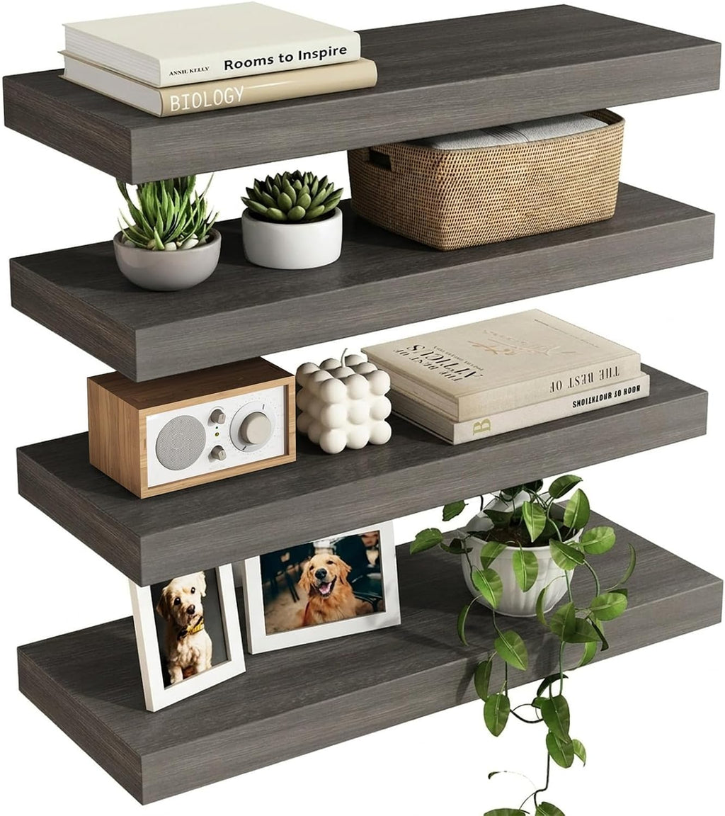 Fixwal Floating Shelves for Wall Decor (Black, Set of 2, 15.7 Inch)