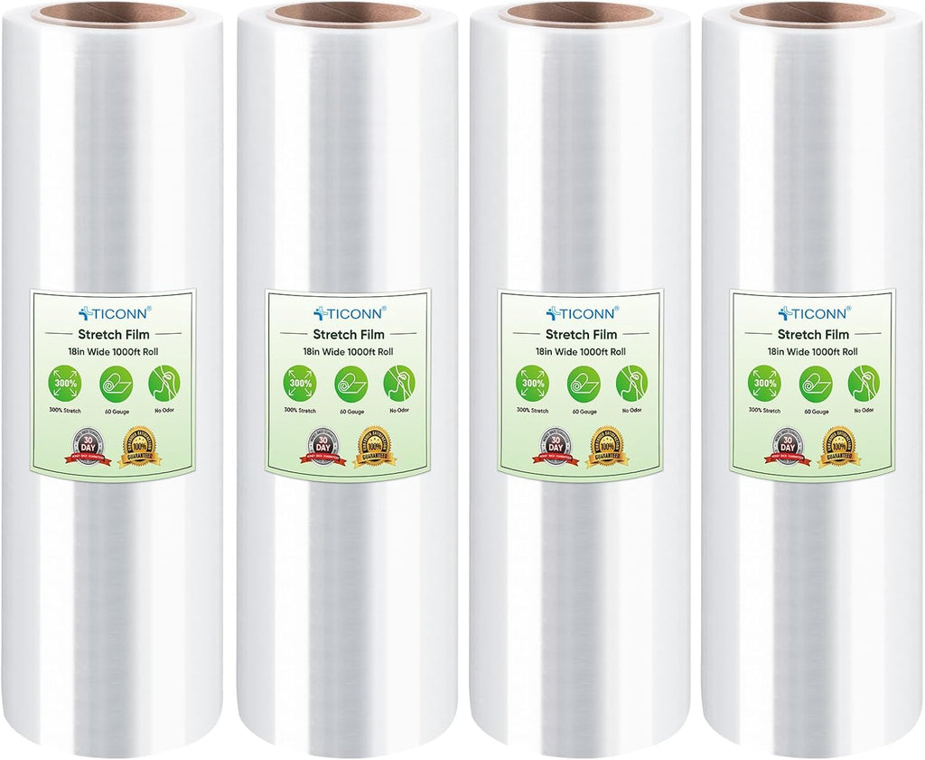 TICONN Stretch Wrap Roll, 15 in x 1000 ft Plastic Wrap for Moving Furniture