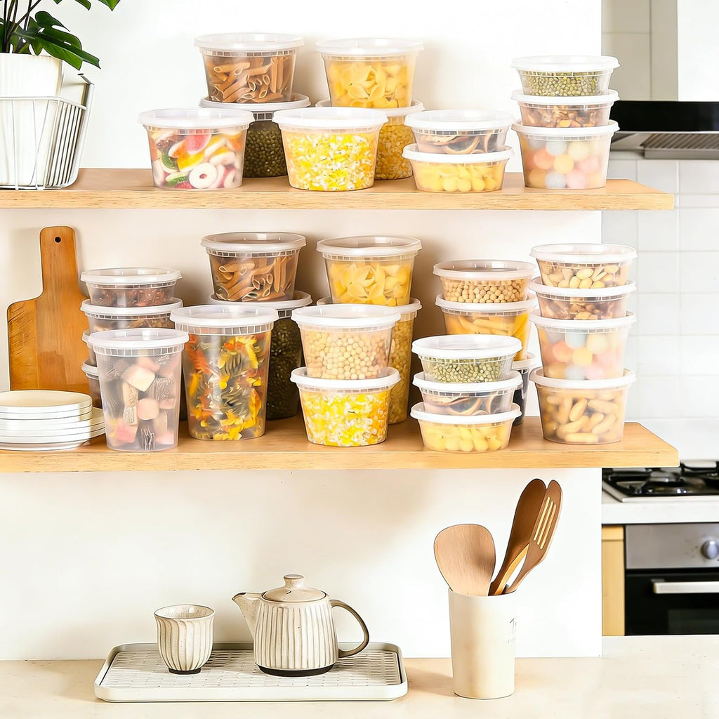 BYSNOW 60 Sets Deli Containers with Lids Plastic Food Storage Containers