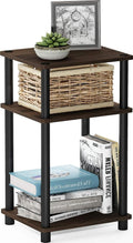 Furinno JUST Toolless 3-Tier Side Table, Open Shelf, Columbia Walnut