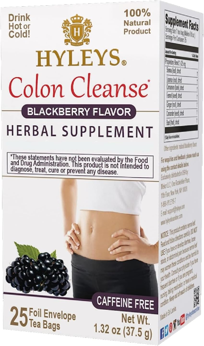 Hyleys Colon Cleanse Tea, Assorted, 42 Individually Wrapped Herbal Tea Bags