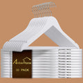 Amber Home 30 Pack Natural Wooden Coat Hangers, Wood Suit Hangers
