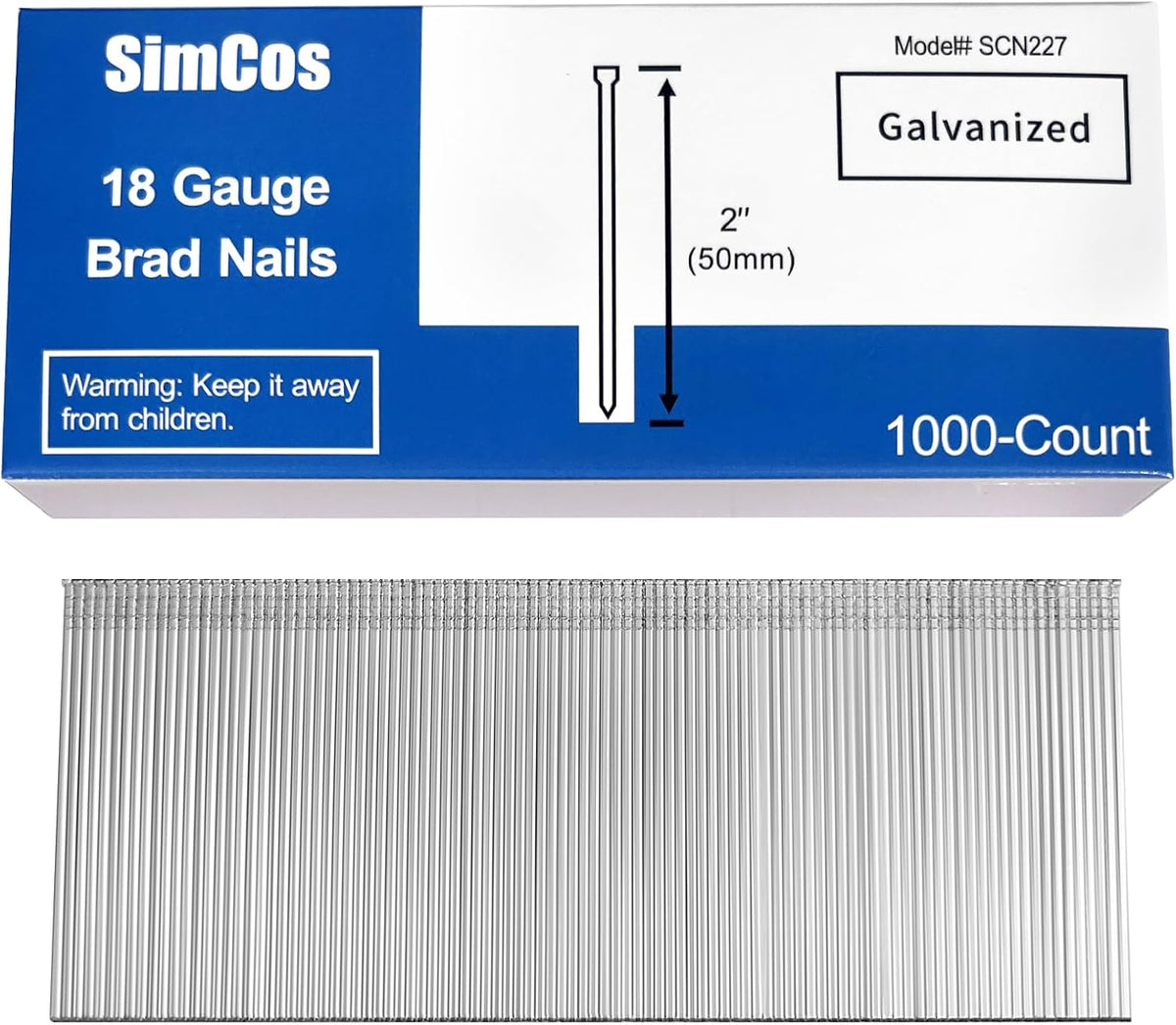 18 Gauge Brad Nails 4 Sizes (2",1-1/2",1-1/4",3/4"),1000-Pack