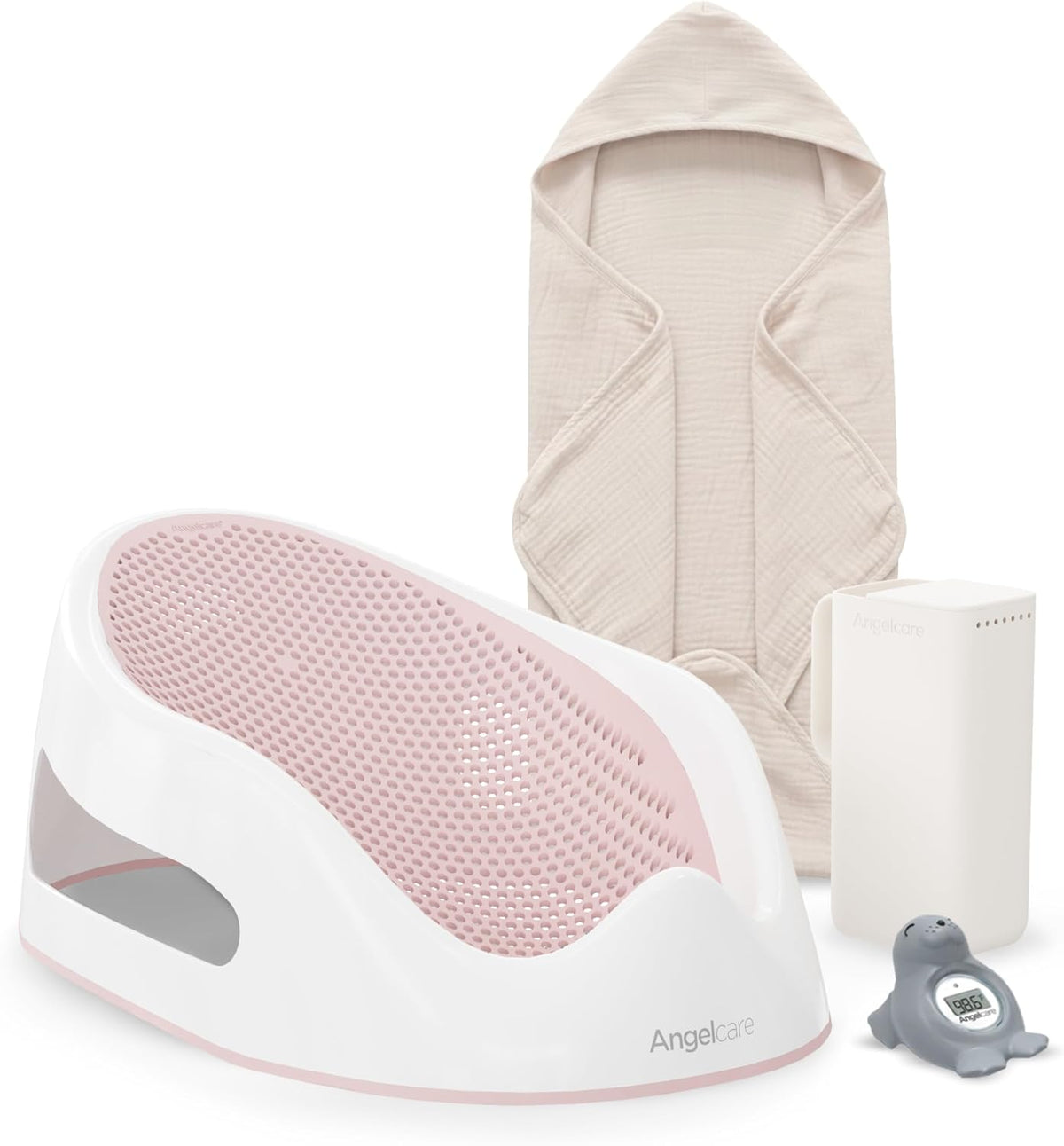Angelcare Soft-Touch Baby Bath Support & Rinser Bundle, Aqua