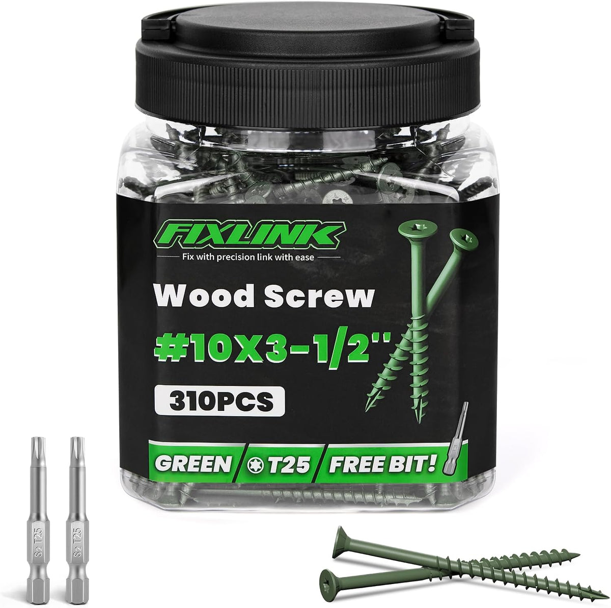 Deck Screws 3 Inch, 310PCS, FIXLINK #10 x 3 Wood Screws, Tan
