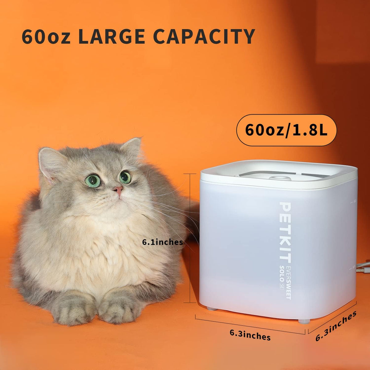 PETKIT Eversweet Solo SE Cat Water Fountain 65oz/1.85L Wireless Pump