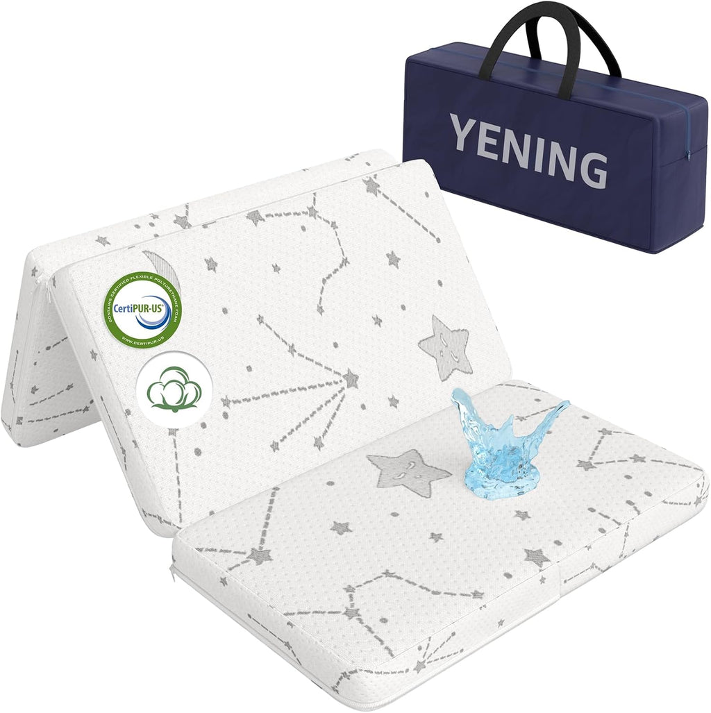YENING Trifold Pack and Play Mattress Pad Foldable 38x26 Breathable