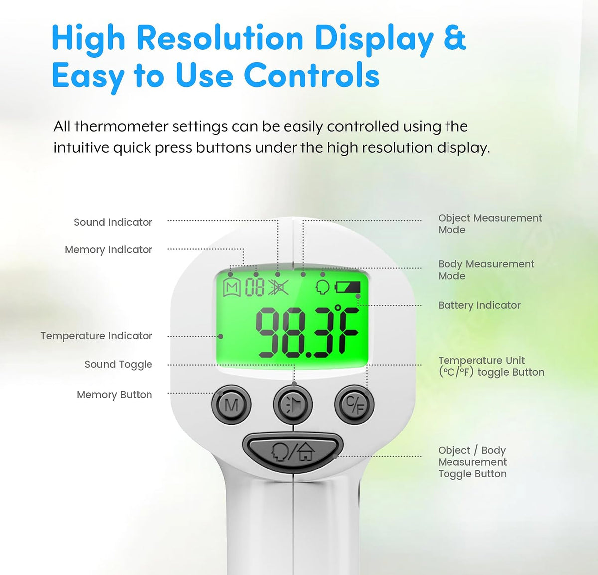 Medical Grade FSA-HSA Eligible Heavy Duty Touchless Infrared Forehead Thermometer, for Adults & Baby Digital Thermometer Gun, 1s Instant Results