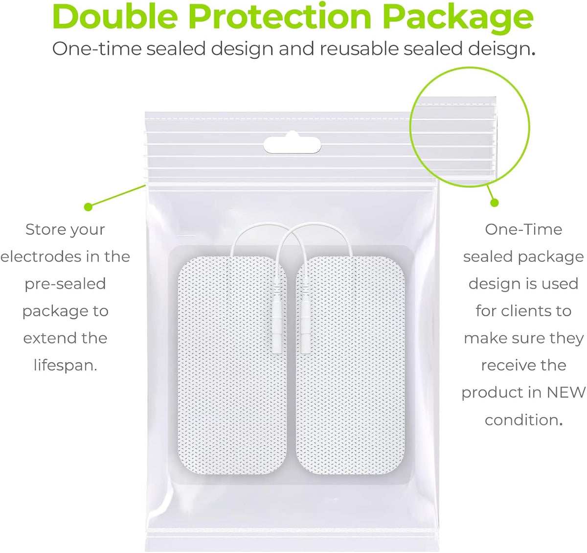 AUVON TENS Unit Electrode Pads 2"x4" 10 Pcs, Latex-Free, Reusable