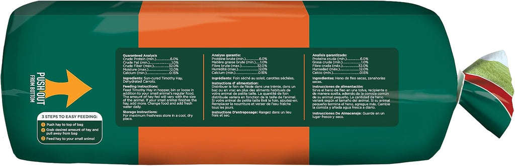 Kaytee All Natural Timothy Hay Plus Carrots for Guinea Pig & Rabbit