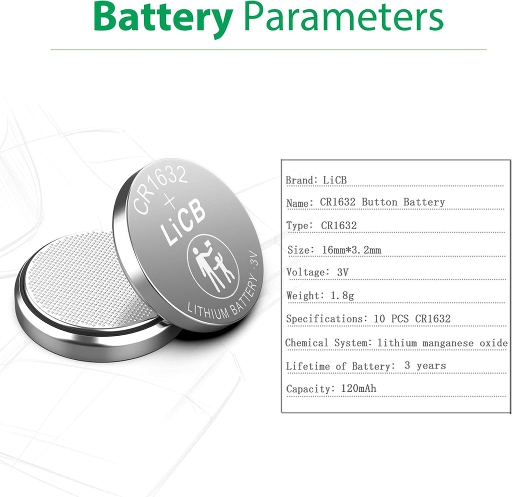 LiCB 10 Pack CR1632 3V Lithium Battery CR 1632
