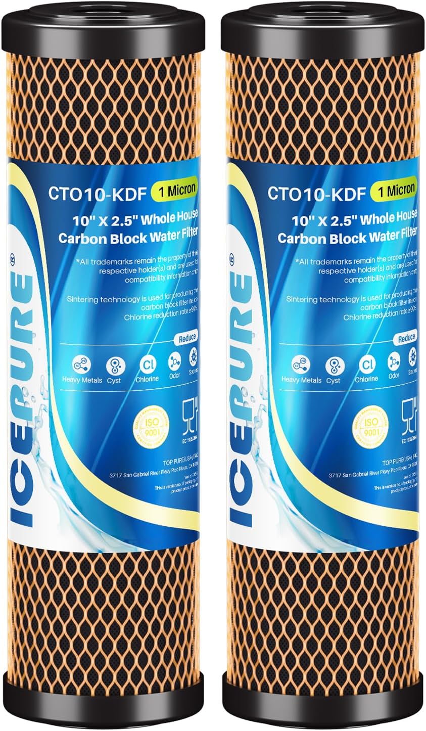 ICEPURE 1 Micron 2.5" x 10" CTO Carbon Whole House Water Filter 4 Pack