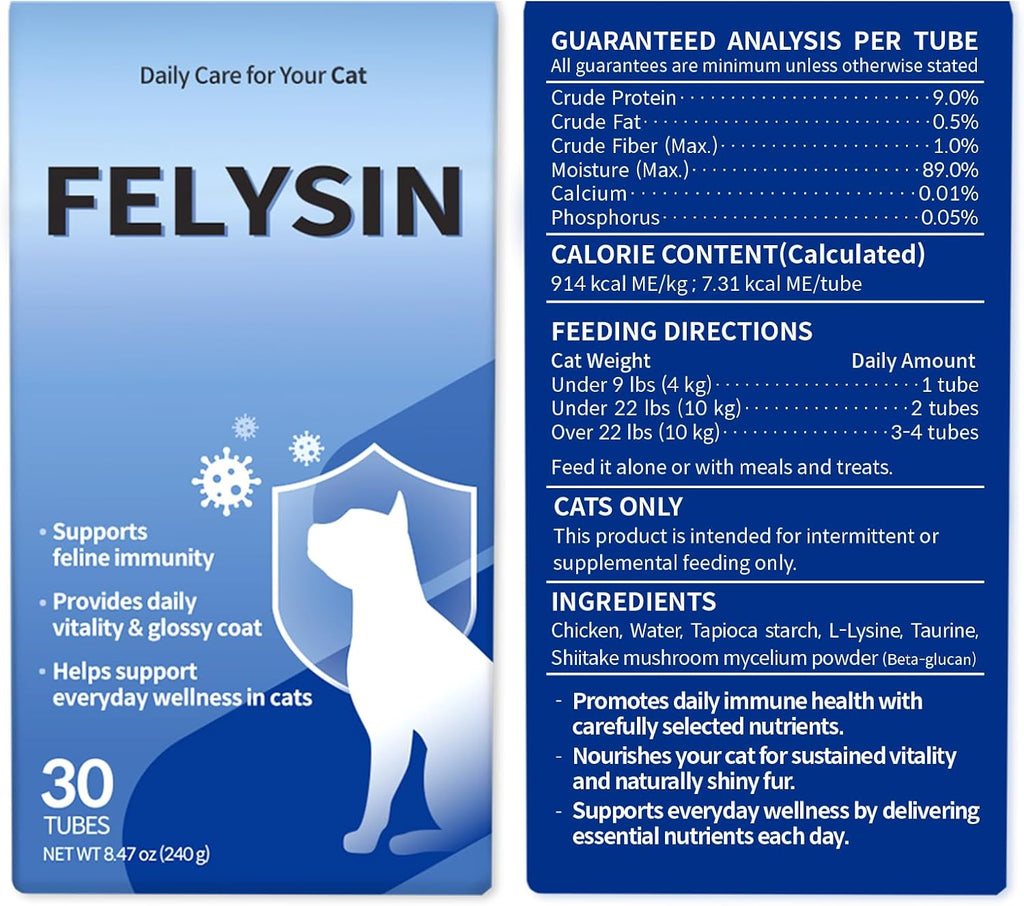 Doctor By FELYSIN L-Lysine for Cats Lickable Immune Support Supplement Allergy Relief, Sneezing, Runny Nose, Cold, Watery Eyes Respiratory Health with Beta-Glucan & Taurine – 30 Individually Packaged