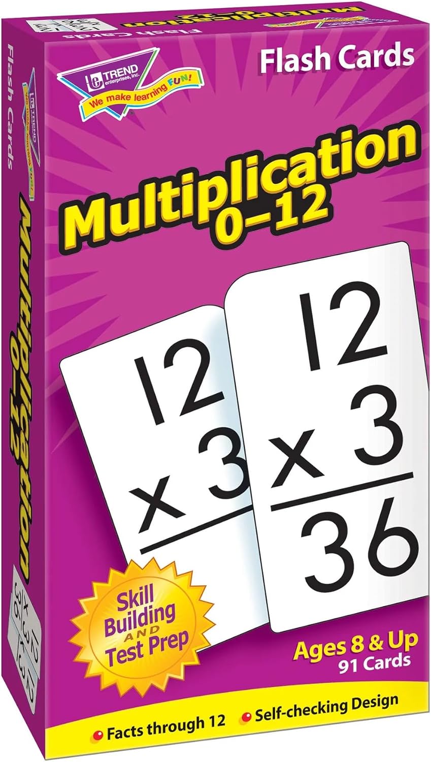 Trend Enterprises Multiplication 0-12 Flash Cards, 91 Skill Drill Cards