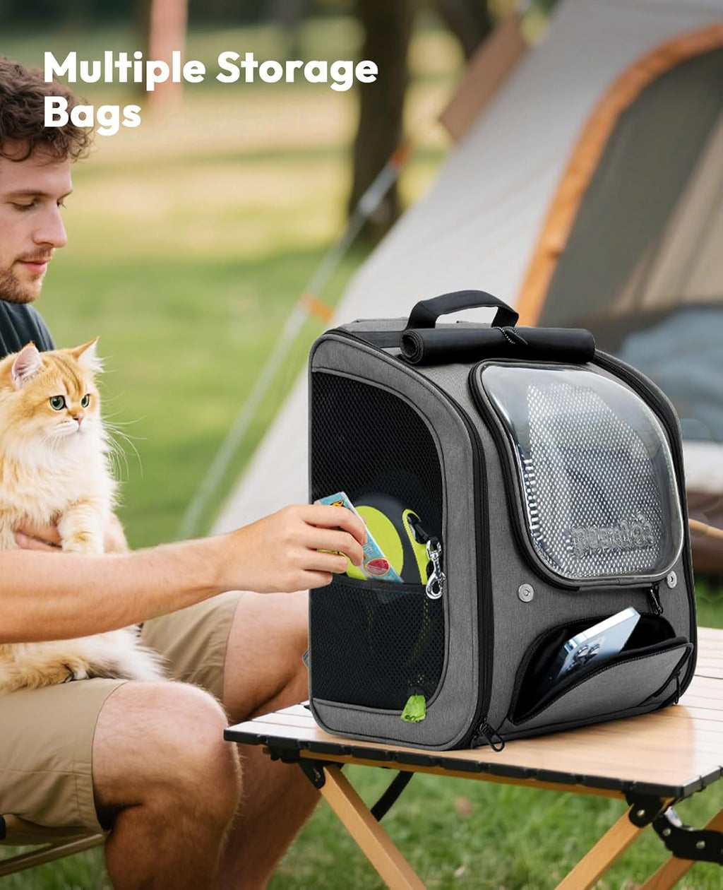 Pecute Cat Backpack Carrier,Large Space Cat Bubble Backpack,Ergonomic,Gray