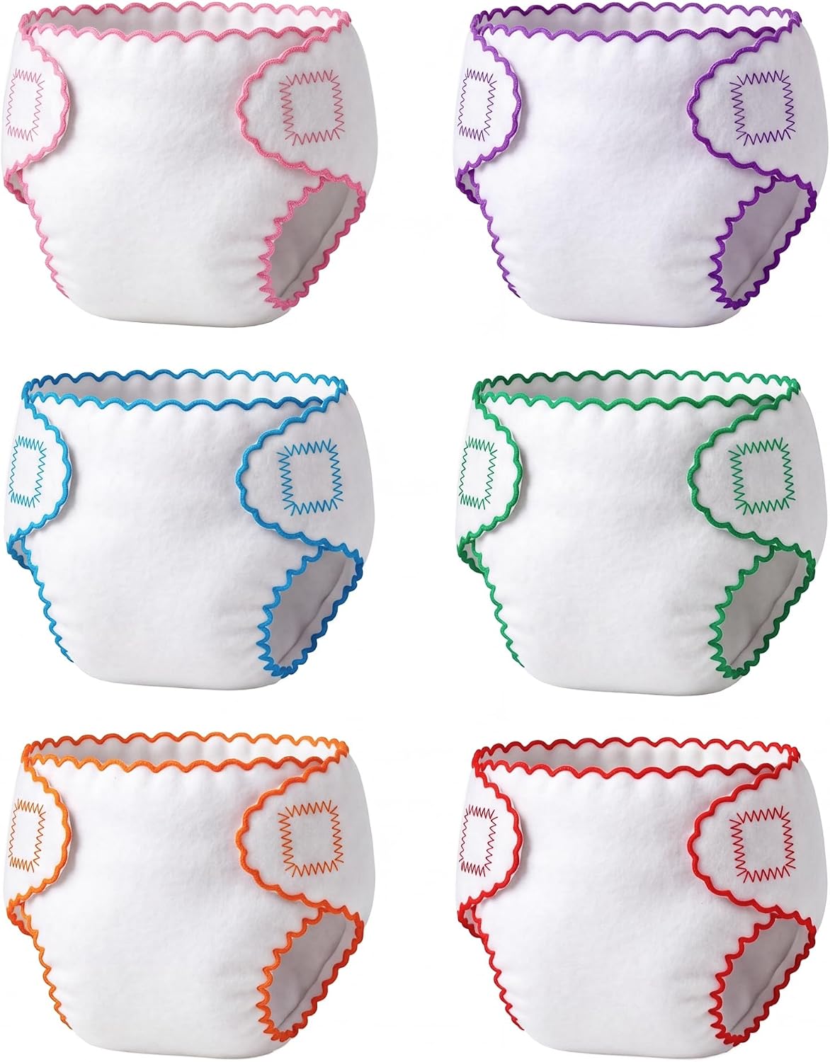 BABESIDE Baby Doll Diapers, 6 Reusable Diapers for 12-15 Inch Baby Dolls