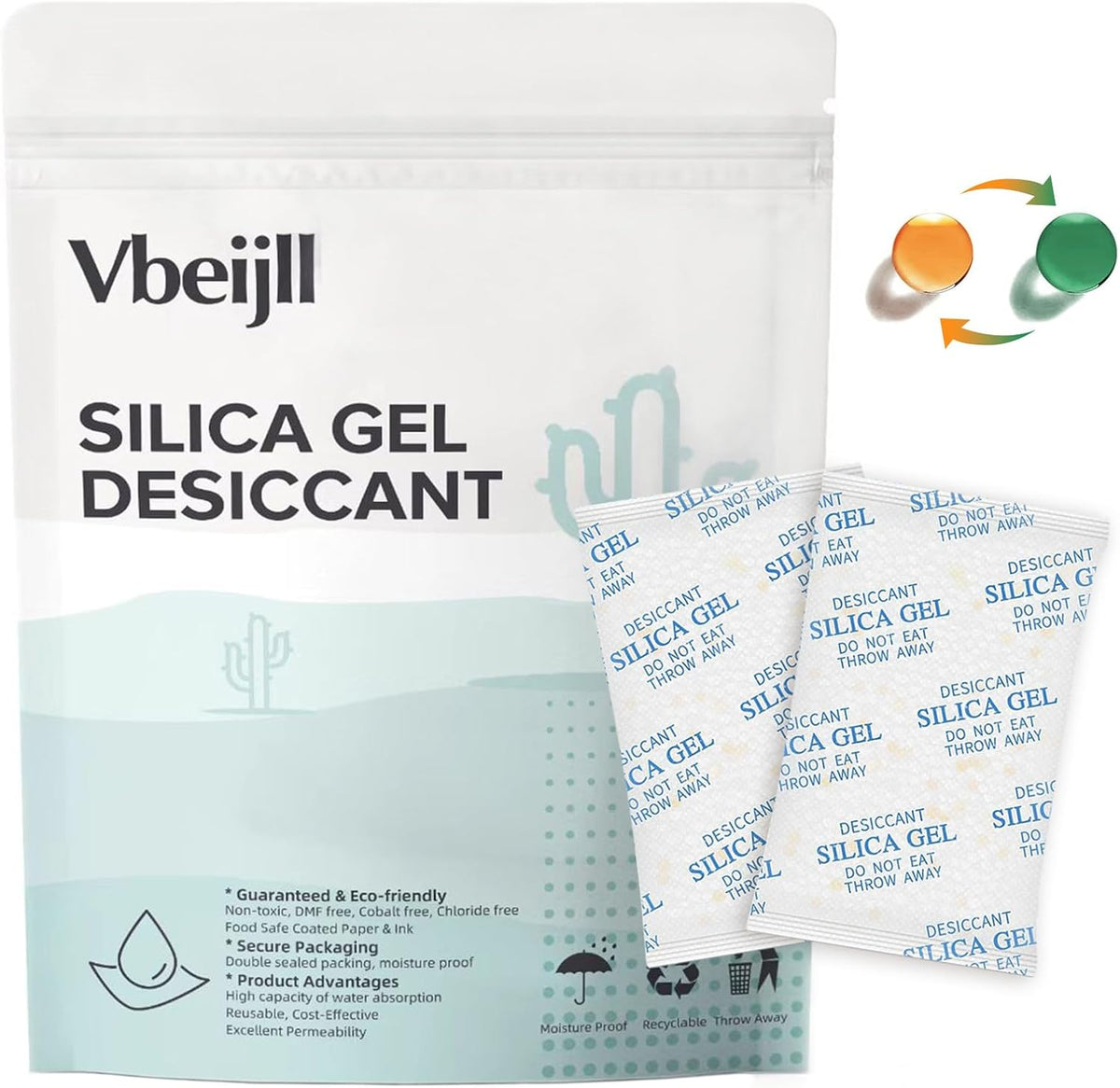 5 Gram (50 Pack) Silica Gel Packets, Desiccant, Moisture Absorbers