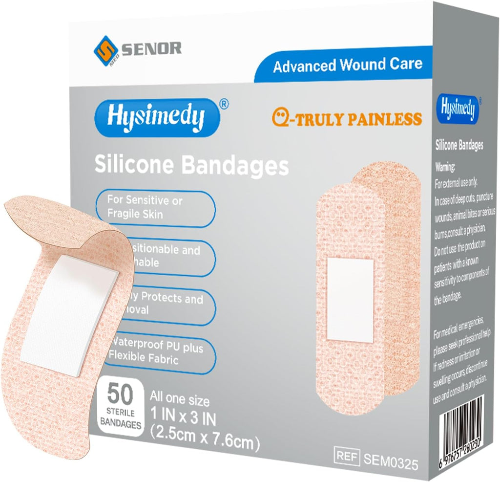 Hysimedy Silicone Bandages for Sensitive Skin 1x3 Inch Painless Removal
